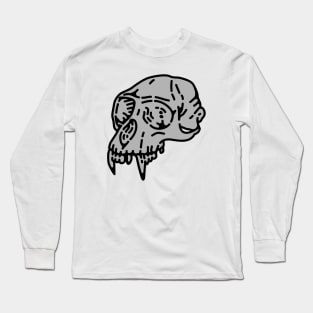 Skull Monkey-Grey Long Sleeve T-Shirt